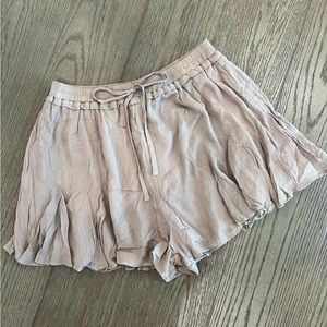Taupe paper bag shorts